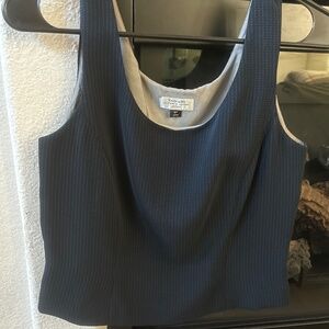 Tahari blue pinstriped under suit dress top